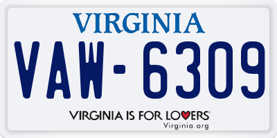 VA license plate VAW6309