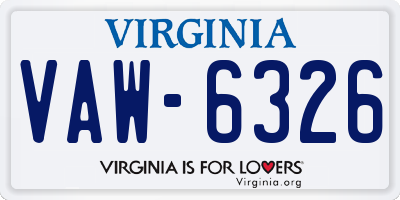 VA license plate VAW6326