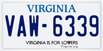 VA license plate VAW6339