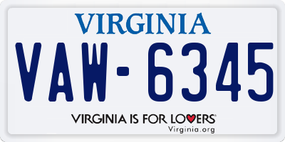 VA license plate VAW6345