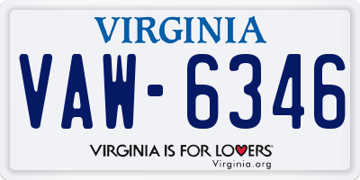 VA license plate VAW6346
