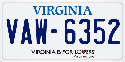 VA license plate VAW6352