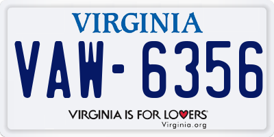 VA license plate VAW6356