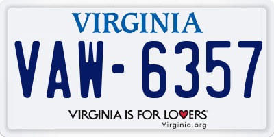 VA license plate VAW6357