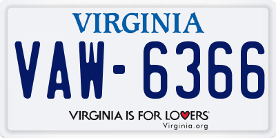 VA license plate VAW6366