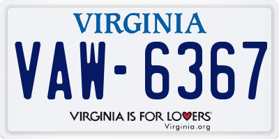 VA license plate VAW6367