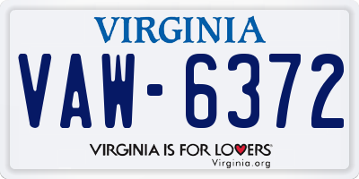 VA license plate VAW6372