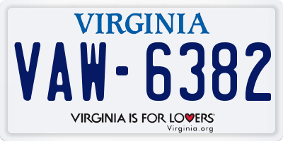 VA license plate VAW6382