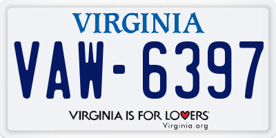 VA license plate VAW6397