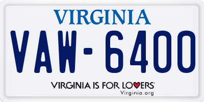 VA license plate VAW6400