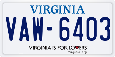 VA license plate VAW6403