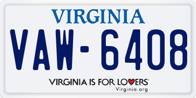VA license plate VAW6408