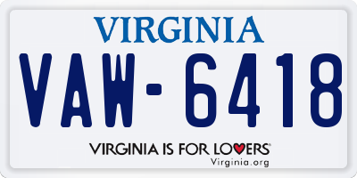 VA license plate VAW6418