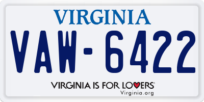 VA license plate VAW6422