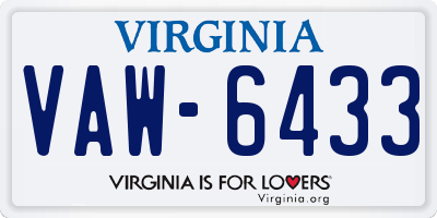 VA license plate VAW6433