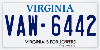 VA license plate VAW6442