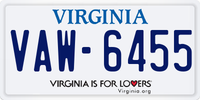 VA license plate VAW6455