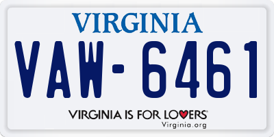 VA license plate VAW6461