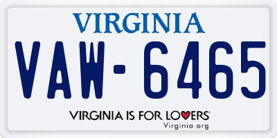 VA license plate VAW6465