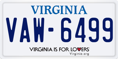 VA license plate VAW6499