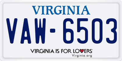 VA license plate VAW6503