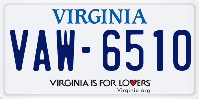 VA license plate VAW6510