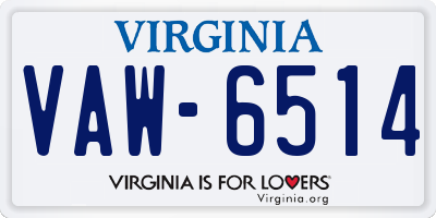 VA license plate VAW6514