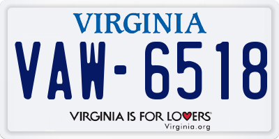 VA license plate VAW6518