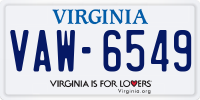 VA license plate VAW6549