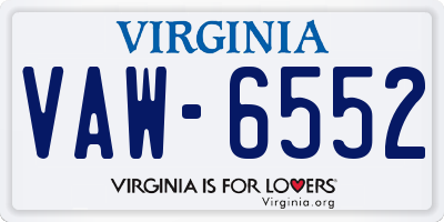 VA license plate VAW6552