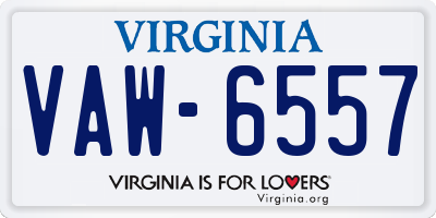 VA license plate VAW6557