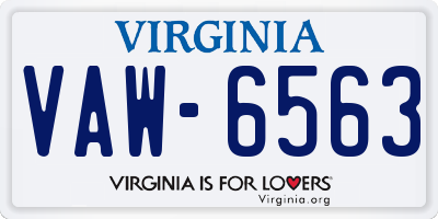 VA license plate VAW6563