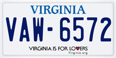 VA license plate VAW6572