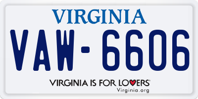 VA license plate VAW6606