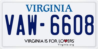 VA license plate VAW6608