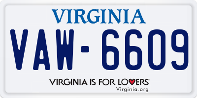 VA license plate VAW6609