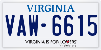 VA license plate VAW6615