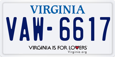 VA license plate VAW6617