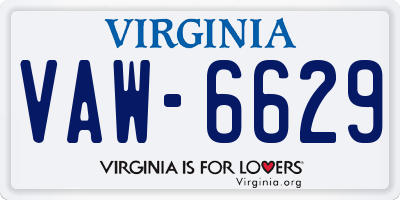 VA license plate VAW6629