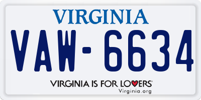 VA license plate VAW6634