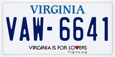 VA license plate VAW6641