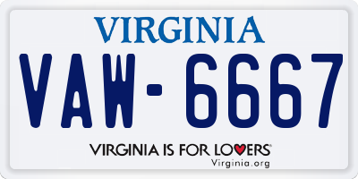 VA license plate VAW6667