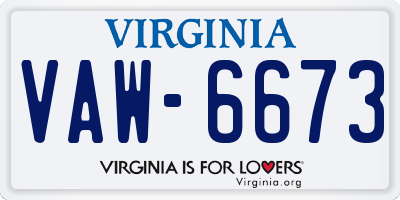 VA license plate VAW6673