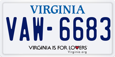 VA license plate VAW6683