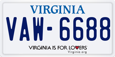 VA license plate VAW6688