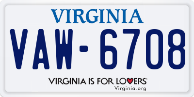 VA license plate VAW6708