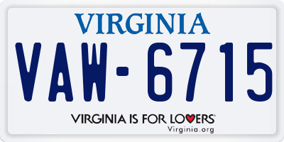 VA license plate VAW6715