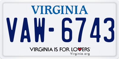 VA license plate VAW6743