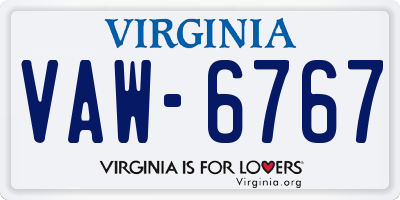 VA license plate VAW6767