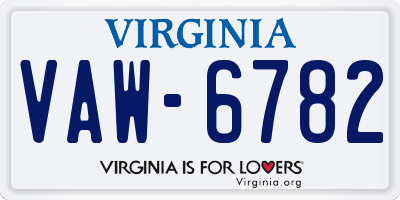 VA license plate VAW6782